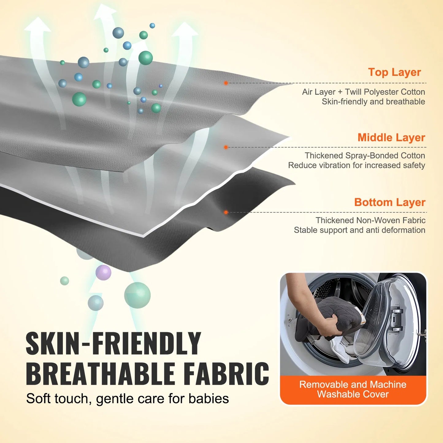 Baby Bouncer Folding Bouncer Seat Chair for Babies with 2 Reclining Angles Gray