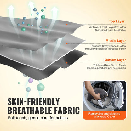 Transat pliable pour bébé avec 2 positions d'inclinaison, gris