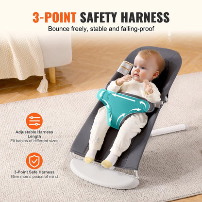 Transat pliable pour bébé avec 2 positions d'inclinaison, gris