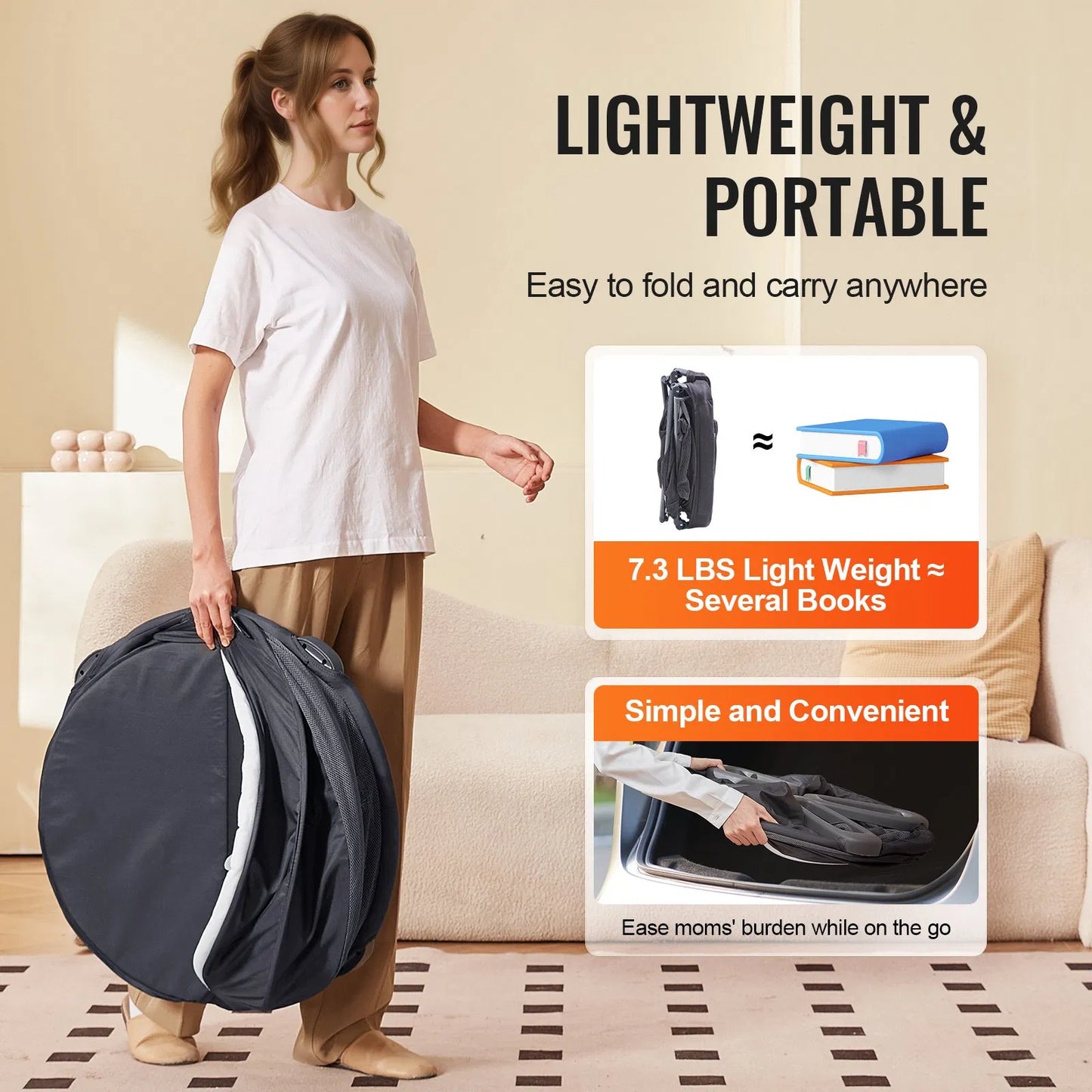 Portable Baby Bassinet On-The-Go Folding Baby Dome with Canopy and Toys